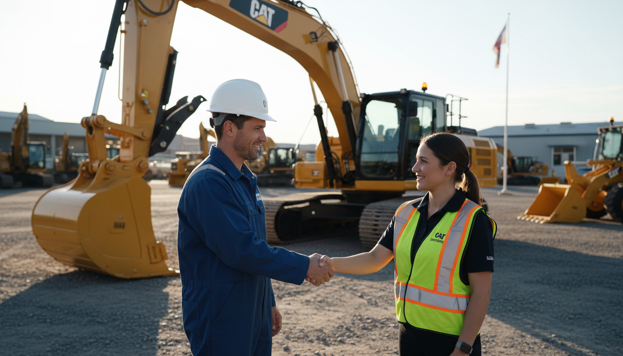 ALTCustomer shaking hands with sales representative at Global Used Excavator